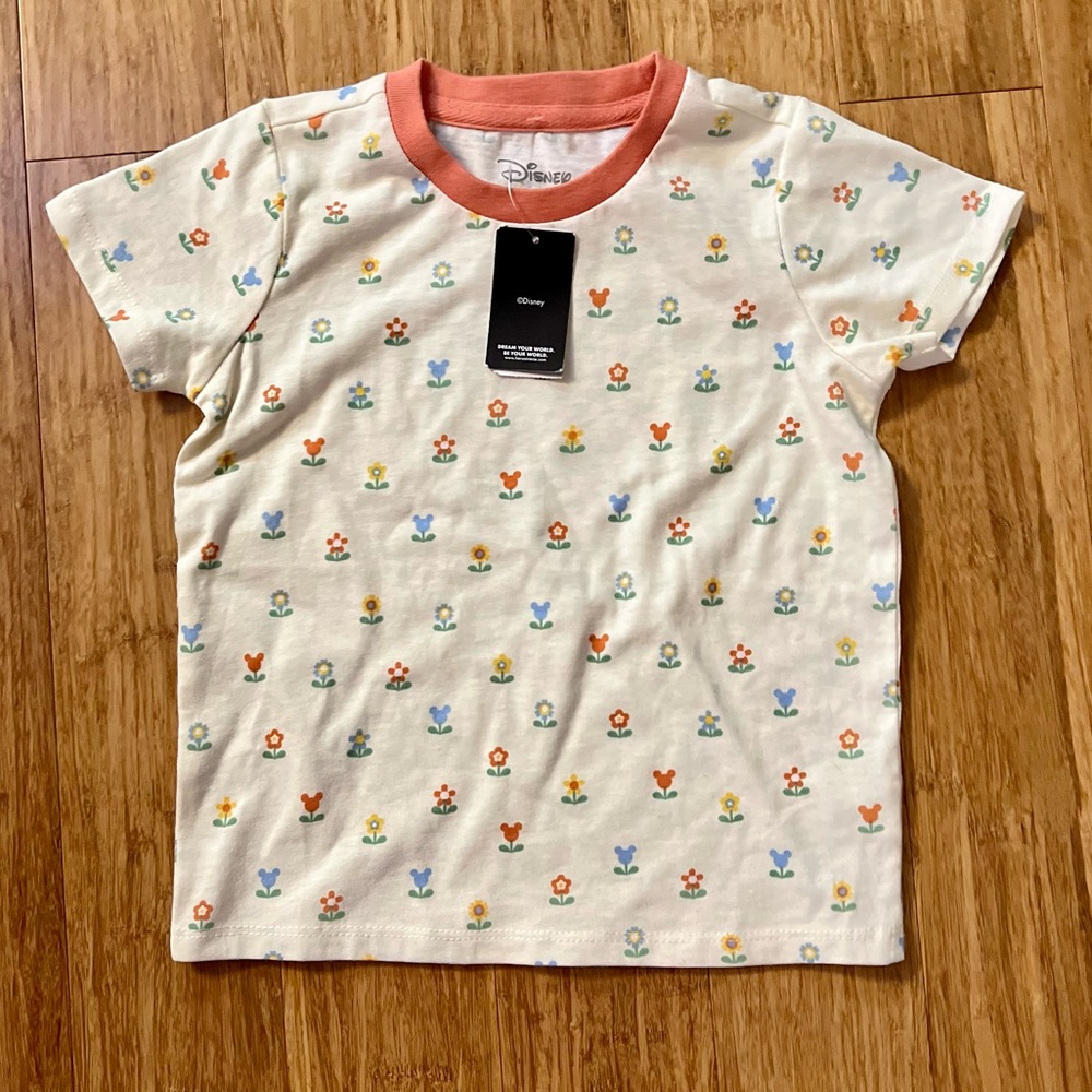 NEW DISNEY toddler T-SHIRT - MICKEY MOUSE HEAD FLOWERS! size 3T